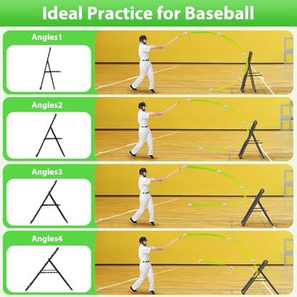 Volleyball Baseball Rebounder Net, Metal Frame & High-Tension PE Net, Lacrosse Bounce Back PracticeTraining Equipment, Adjustable Softball Pitchback Net, Perfect for Improving Balls Training Skills