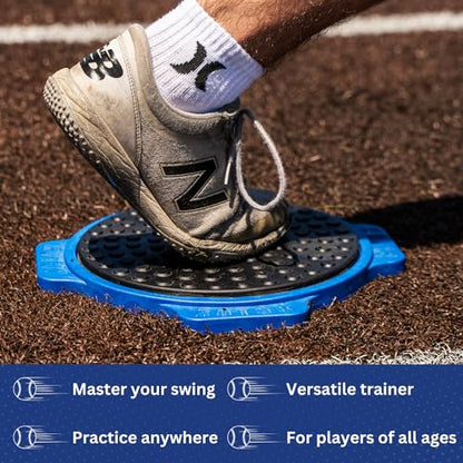 Swing Perfecting Batting Trainer for Softball and Baseball Back Foot Rotation Power Hitter Plate Training Equipment - All Ages