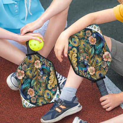 Pickleball Paddle Cover with Pockets and Handle Strap, Racket Sleeve and Ball Holder Organizer, 1 Pcs - color: blue