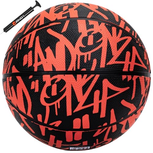 AND1 Fantom Graffiti Rubber Basketball - Streetball for Indoor and Outdoor Use, Deep Channel Construction and Durability - color: Coral, size: 28.5 W/ Pump