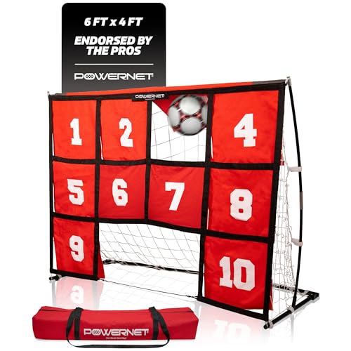 PowerNet Numbered Target Soccer Goal, 6x4 FT Net, 10 Numbered Zones, Soccer Goal with Targets for Accuracy Training, Portable Training Equipment