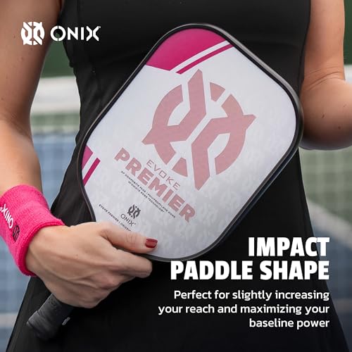Onix Evoke Premier Professional Tournament Pickleball Paddle Composite Face Impact Paddle Shape - color: Pink, size: Medium, style: 14mm