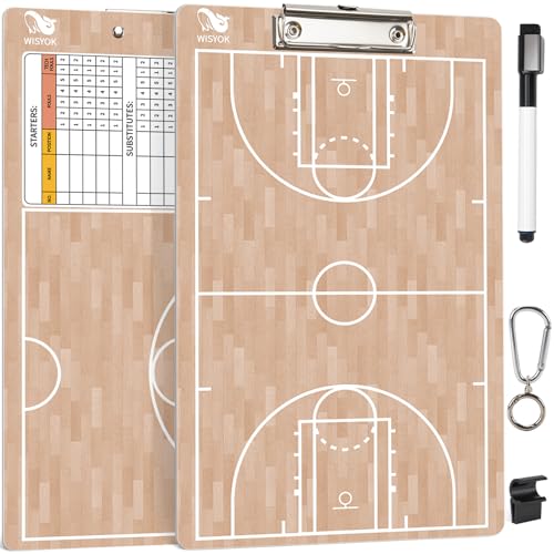 WISYOK Double-Sided Basketball Coaching Clipboard, Dry Erase Board for Coaches, Ideal Basketball Coach Gift - style: Basketball