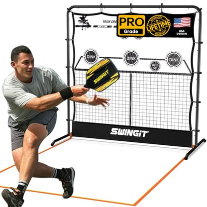Portable Pickleball Rebounder Net with Kitchen Lines System, Solo Training Net System for Dinks, Volleys & Drives, Accuracy Trainer with Carry Bag, for Backyard, Driveway, Garage - color: Black