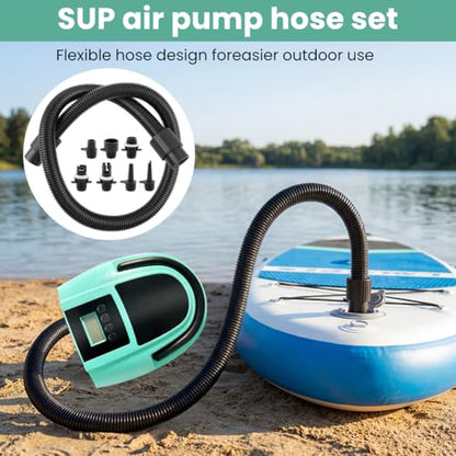 Paddle Board Pump Adapter Set Universal Sup-Air Pump Adaptor Hose with 7 Air Valve Nozzles, Paddle Board Accessories for Most SUP-Electric Air-Pump