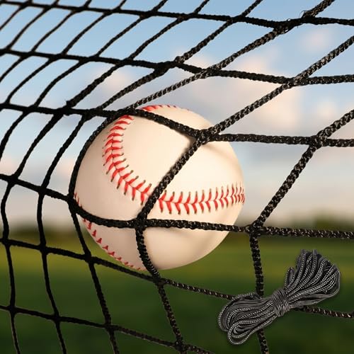 Baseball Softball Backstop Nets,Sports Net with 33ft Rope or Steel Hanging Kit, Nylon Nets Also for Basketball Soccer Lacrosse Hockey. - size: 10x40 feet, style: With Nylon Rope
