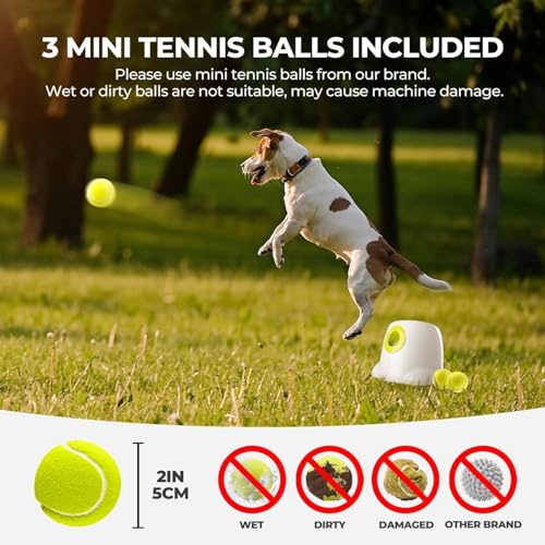 AFP Automatic Ball Launcher Dog Ball Thrower Machine Interactive Hyper Fetching Toy for Large Dogs, 3 Tennis Balls Included, Max Version - size: Mini Size