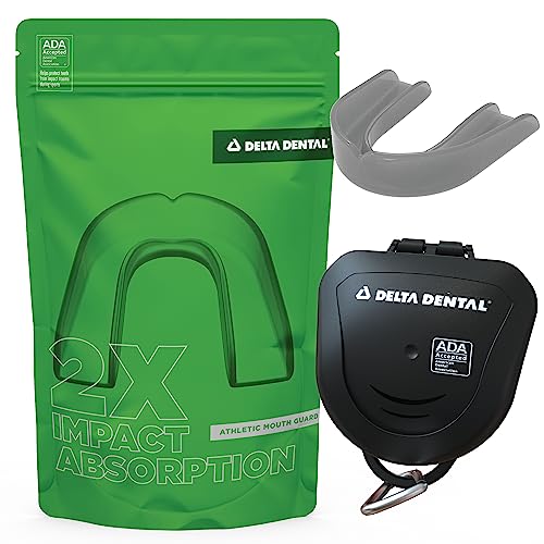 Delta Dental Athletic Sports Mouth Guard - ADA Accepted - 2X The Impact Absorption - Works with Braces 1 Pack No Strap (Youth, Grey No Strap) - color: Grey, size: Youth