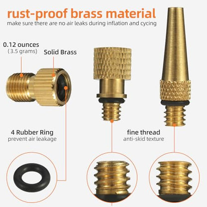 Bicycle Presta Schrader Valve Adaptor Tools, 25PCS Brass Bike Pump Adaptters,Ball Pump Needle, Balloon Inflatable Toys Nozzle Inflator Adapter, Air Pump Accessories for Standard Pump or Air Compressor