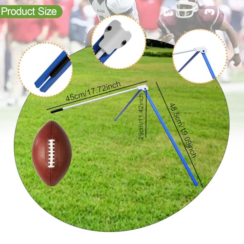 Football Kicking Tee Metal Stand Adjustable Holder Foldable Placekicker Support Portable Practice Tool Suitable for Player Team Training, Blue White