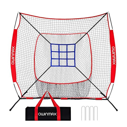 7x7 ft Baseball Softball Practice Net with The Detachable Bow Frame for Batting, Hitting, Pitching, Portable Baseball Practice Net with Carry Bag, Great for All Levels