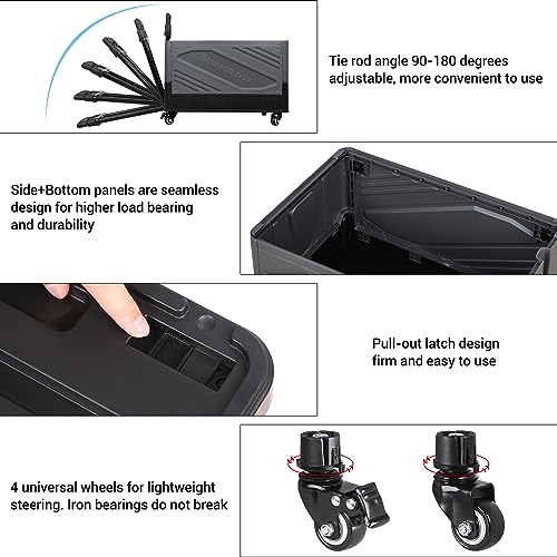 Storage Bins with Wheels - Rolling Carts with Wheels for Closet Organizers and Storage Foldable Rolling Cart for Teachers Rolling Crate Collapsible Shopping Cart Black