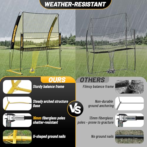 MangoStar Volleyball Training Equipment, Volleyball Net System with Freely Height-Adjustable for Backyard, Volleyball Practice Net for Serving Setting Spiking, Easy Set Up for Indoor and Outdoor Use