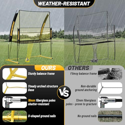 MangoStar Volleyball Training Equipment, Volleyball Net System with Freely Height-Adjustable for Backyard, Volleyball Practice Net for Serving Setting Spiking, Easy Set Up for Indoor and Outdoor Use