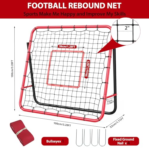 Garvee Soccer Baseball Rebounder Adjustable Soccer Goal and Bounce Back Net with Steel Frame Multi-Sport Training Equipment for Control Passing Practice Easy Setup Teens Adults
