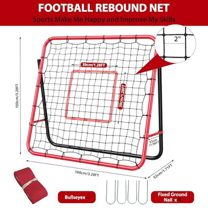 Garvee Soccer Baseball Rebounder Adjustable Soccer Goal and Bounce Back Net with Steel Frame Multi-Sport Training Equipment for Control Passing Practice Easy Setup Teens Adults