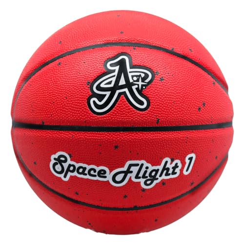Space Flight 1 Official Basketball, Leather Game Ball; Indoor/Outdoor Court, Size 7, 29.5" Adult - color: Mars Red