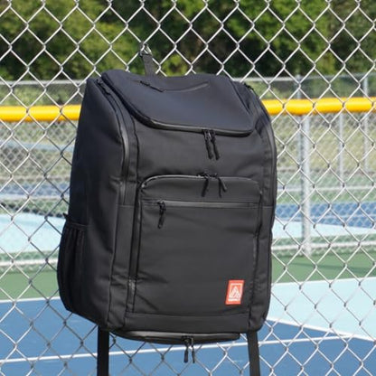Pickleball Bag - Large Oversized Backpack Fits: 4+ Paddles, 2 Water Bottles, Laptop, Shoe Compartment, Fence Hook, Black