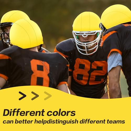 Football Helmet Covers Scrimmage Caps-Perfect for Football, Hockey, and Lacrosse Practice Sessions.The Fabric is Elastic& Bright Colors for Team Identification - color: Yellow-12pcs