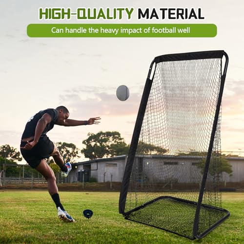 MorningRo Football Kicking Cage Net 7 x 3.2 or 8 x 3 x 4 ft Portable Football Throwing Net Powder Coated Steel Extra Deep Pocket for Punting Kicking Practice Train Equipment