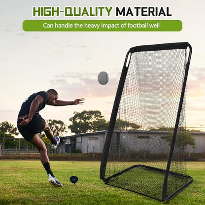 MorningRo Football Kicking Cage Net 7 x 3.2 or 8 x 3 x 4 ft Portable Football Throwing Net Powder Coated Steel Extra Deep Pocket for Punting Kicking Practice Train Equipment