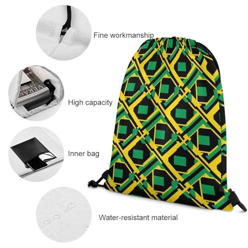 Swimming Drawstring Sack Waterproof Gym Backpack for Beach Sports Yoga Gear, Lightweight Unisex, Jamaica Flag Bags - color: Picture (367)
