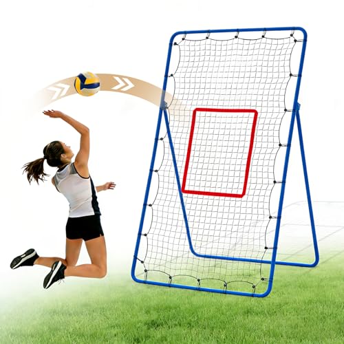NEWBULIG Volleyball Rebounder Net 7x4 ft, 5-Angle Adjustable Bounce Back Training Equipment, Durable Net for Practicing Volleying, Bumping, Spiking, Easy Setup & Portable Travel Bag for Storage - color: Blue