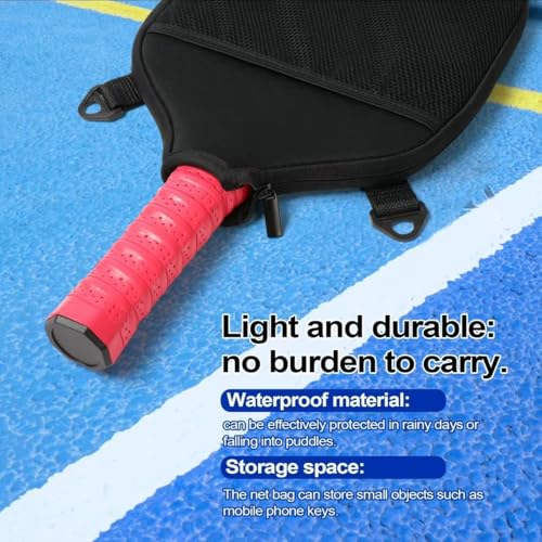Water Resistant Pickleball Paddle Cover & Protective Carry Case w/Pockets, Adjustable Crossbody Strap, Ball Holder & Fence Hook - Fits Standard & Extended Paddles - Gifts for Men Women