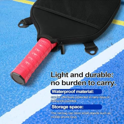 Water Resistant Pickleball Paddle Cover & Protective Carry Case w/Pockets, Adjustable Crossbody Strap, Ball Holder & Fence Hook - Fits Standard & Extended Paddles - Gifts for Men Women
