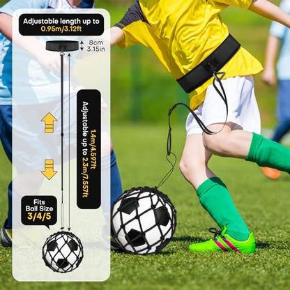 Soccer Kick Trainer 2 Psc with Return Net - Football Training Equipment for Boys & Girls - Practice Gear Compatible with Size 3 4 5 Balls