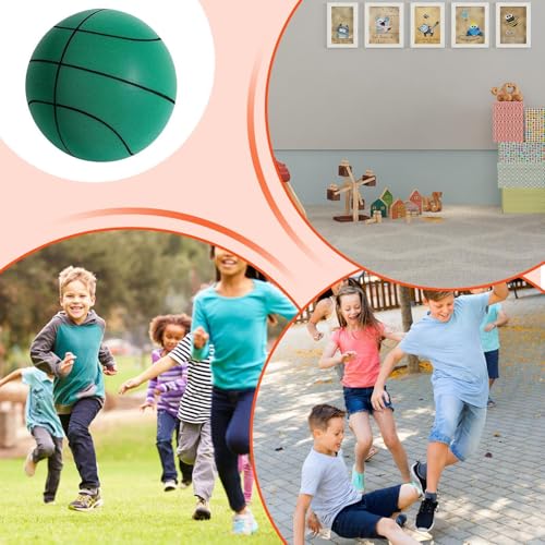 Silent Basketball Hoop and Ball, 18cm Wall Mounted Basketball Hoop Indoor, Noiseless Foam Elastic Sponge Ball WithHoop, SilentBall Professional Indoor BasketballFrame - color: Green