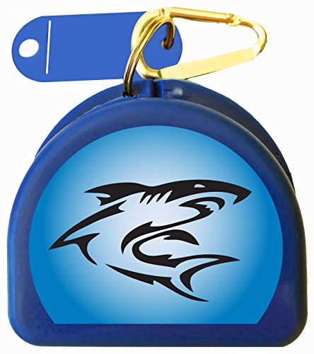 Shark Retainer and Mouthguard Case with Carabiner, Durable Mouthguard Case for Sports, Teeth Aligner Retainer Holder for Travel and Protection, Ideal for Secure Storage - Blue - color: Blue