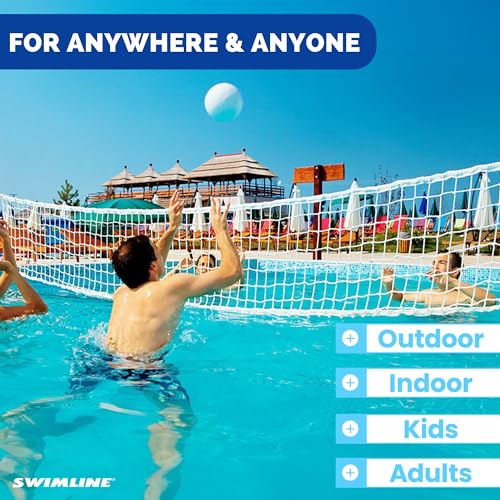 SWIMLINE ORIGINAL Pool Volleyball Net Games Set With Ball Adjustable Up To 20 Feet Wide | For Kids & Adults | 2 Blue Water-Fill Bases | Easy Assembly Compatible W/ Outdoor & Indoor Inground Pools - style: Intro. Volleyball Game