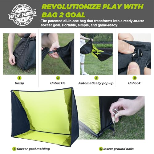 Auto Pop Up Soccer Goal - Set up in 1 Sec, Portable & Lightweight, 36 × 24 Folding Soccer Nets for Kids and Youth Outdoor Soccer Ball Training Equipment Goals