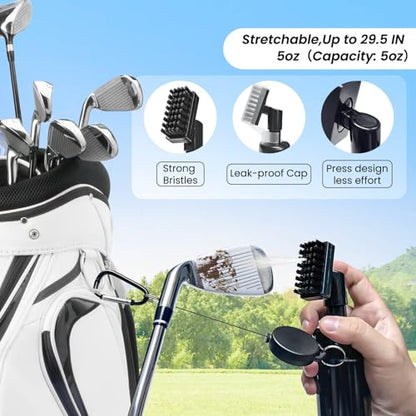 Golf Club Cleaner, Non-Leaking Stretchable Golf Club Brush with Microfiber Golf Towel (23.6 * 15.7 in), Strong Bristles Golf Brush Can Hold 5oz Water, Essentials Golf Accessories for Men - style: Golf Brush and Towel