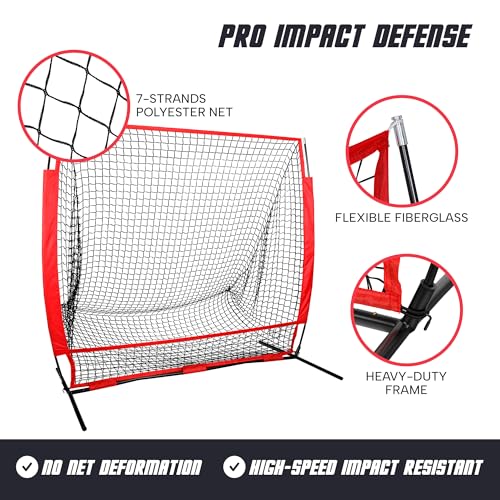 ZENY 5'x5' / 7'×7' Baseball Softball Practice Net Hitting Batting Catching Pitching Training Net with Carry Bag, Baseball Training Equipment - style: 5x5 ft
