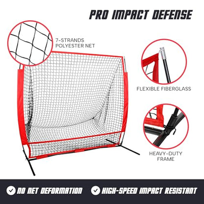 ZENY 5'x5' / 7'×7' Baseball Softball Practice Net Hitting Batting Catching Pitching Training Net with Carry Bag, Baseball Training Equipment - style: 5x5 ft