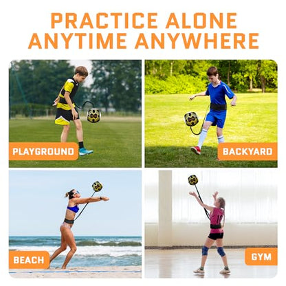 Solo Volleyball Trainer 4-in-1 Rebounder Set for Serving, Spiking, Setting & Passing - Gift for Beginners & Experts