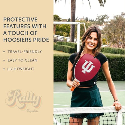 Officially Licensed Collegiate Pickleball Paddle Cover - Lightweight PU Leather Material - Durable Foam Interior Protection with Zippered Closure - Fits Most Paddles on the Market - color: Indiana Hoosiers