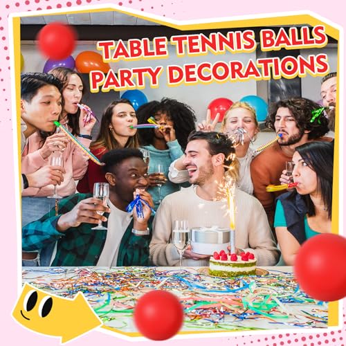 Soulchen 40mm Glow in The Dark Table Tennis Balls Bulk, Carnival Game Night, Neon Birthday Party Favors, Classroom Rewards, Goodie Bag Filler, Pet Playmate - color: Red, size: Solid