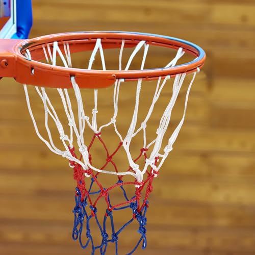 2pcs Polyester Basketball Nets Replacement, 3.0mm Sturdy Woven Mesh, Tricolor, Professional Ball Accessories for Outdoor Basketball Hoops and Courts