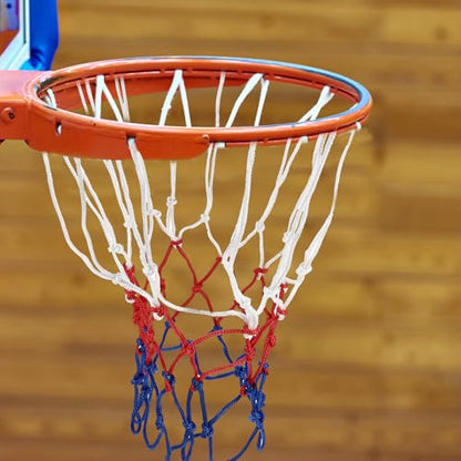 2pcs Polyester Basketball Nets Replacement, 3.0mm Sturdy Woven Mesh, Tricolor, Professional Ball Accessories for Outdoor Basketball Hoops and Courts