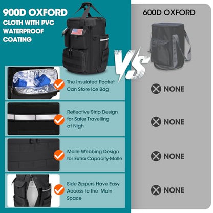 RAINSMORE Baseball Bucket Bag Tactical Baseball Coaches Bag with Insulation Pocket Lightweighht Softball Baseball Bag Backpack for Adult Multiple Pockets for Balls, Bat, Gloves, Scoreboards