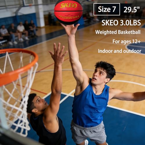 SKEO Weighted Basketball, 2.2/3/3.3LBS 28.5"/29.5" Trainer Heavy Basketballs Made of Composite, Indoor Outdoor Training Ball for Improving Handling Dribbling Rebounding