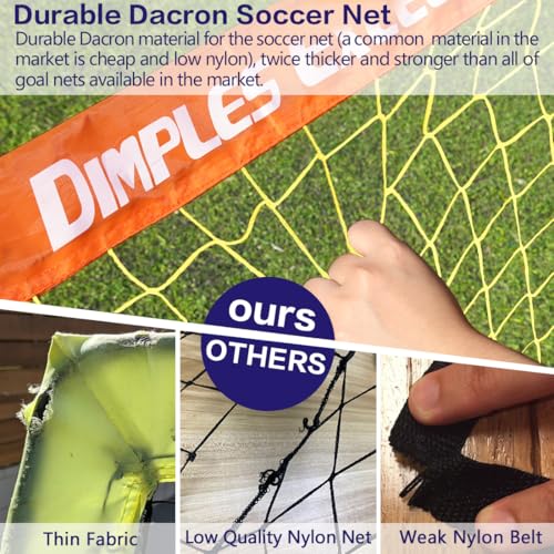 Dimples Excel Soccer Goals Kids Net for Backyard 7x5, 5x3.6, 4x3, 3x2.2 FT - style: 5‘x3.6' FT, 1 Pack