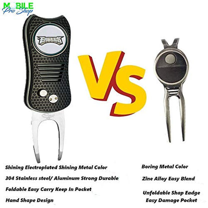 Switchblade Divot Repair Tool with Logo Printed Removable Magnetic Ball Marker-Best Divot Fixer - style: Philadelphia Eagles