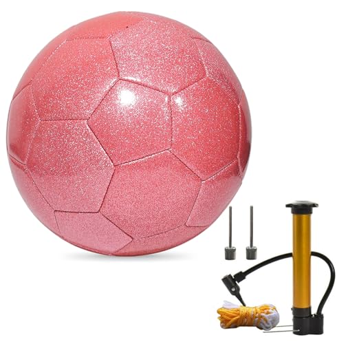 Glitter Soccer Ball Set,Operation Christmas Soccer Ball Bulk with Pump Needles,Size 3 4 5 Training Balls for Youth, Teens, and Adults,Christian Charity Donation Supplies - color: Pink, size: Size 4-1 pack