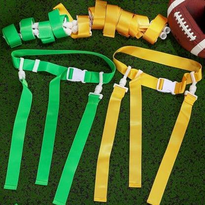Peryiter 2/12/24/36 Player Flag Football Belt, Adjustable Football Belts and Flags for Kids Youth Adult Sport Team Training - color: Yellow, Green