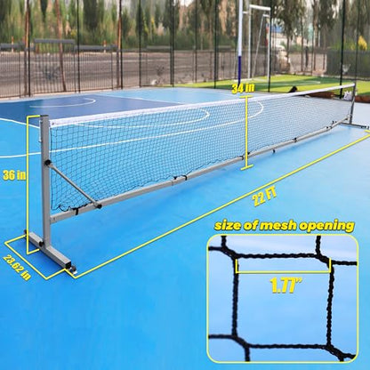 Seliyoo Portable Pickleball Net Set, 22FT Regulation Pickleball Net for Driveway with Rolling Wheels & Hand Winch, Foldable Outdoor Pickleball Court Net System for Backyard Indoor