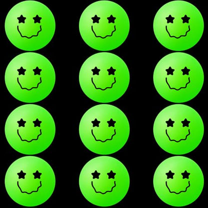 Soulchen 40mm Glow in The Dark Table Tennis Balls Bulk, Carnival Game Night, Neon Birthday Party Favors, Classroom Rewards, Goodie Bag Filler, Pet Playmate - color: Glow in the Dark Green, size: Smile Face